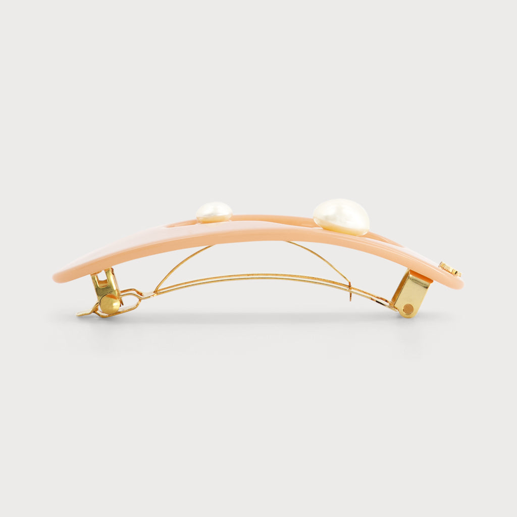 Barrette cheveux de luxe Mauliébris Paris avec perles vue de profil