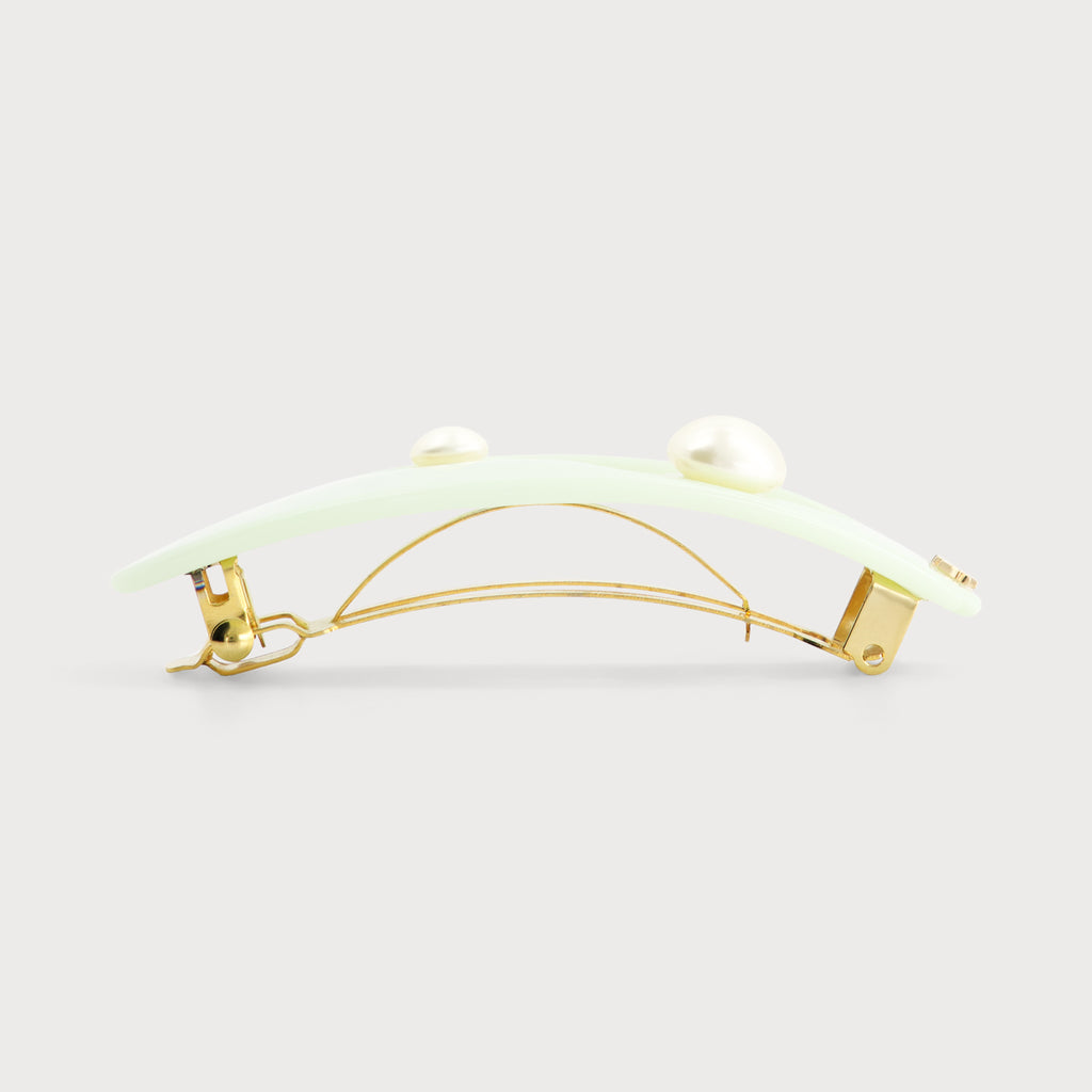 Barrette cheveux de luxe Mauliébris Paris avec perles vue de profil