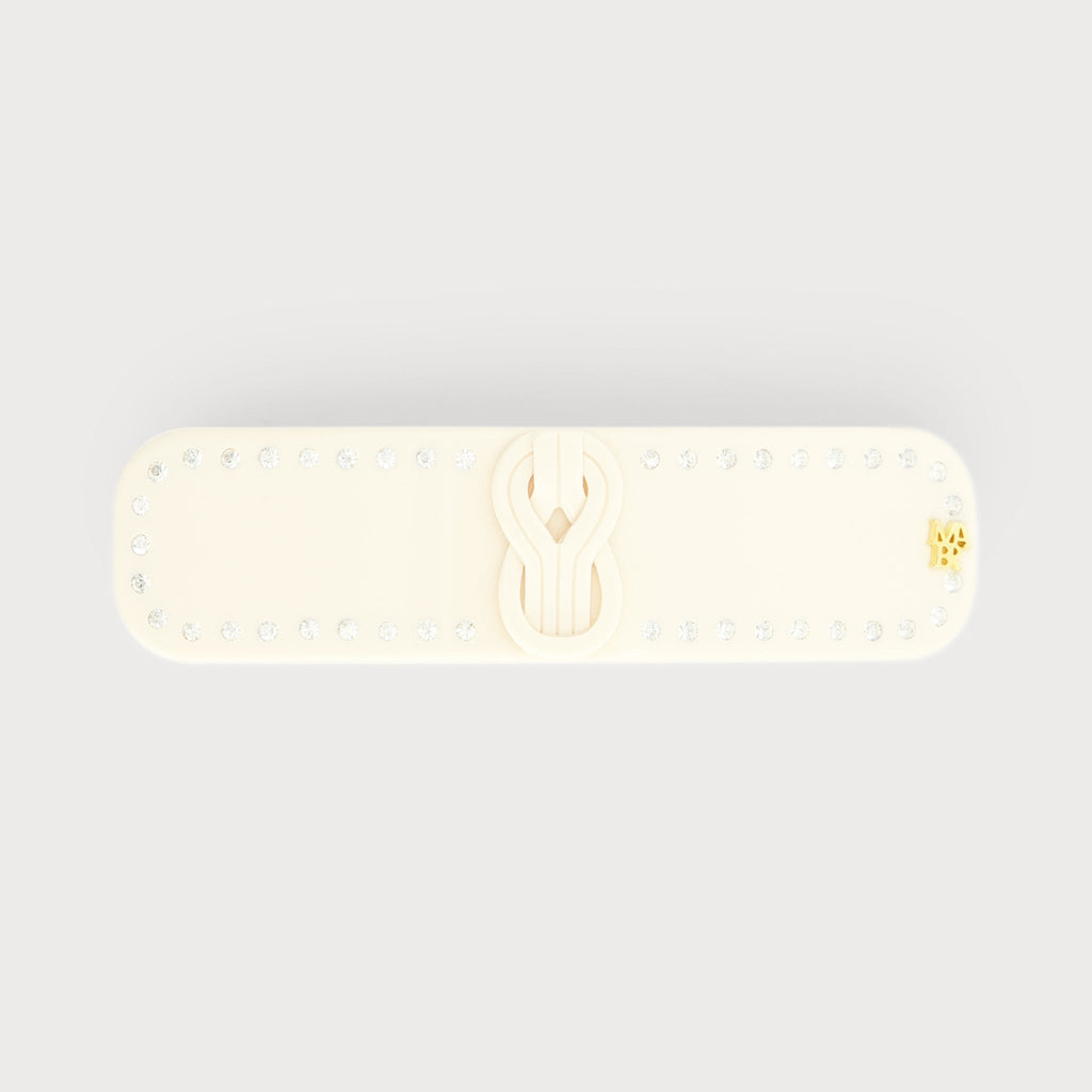 Barrette Fine à cheveux confectionnée en France auprès d'artisans luxe finitions Knot couleur Ivoire