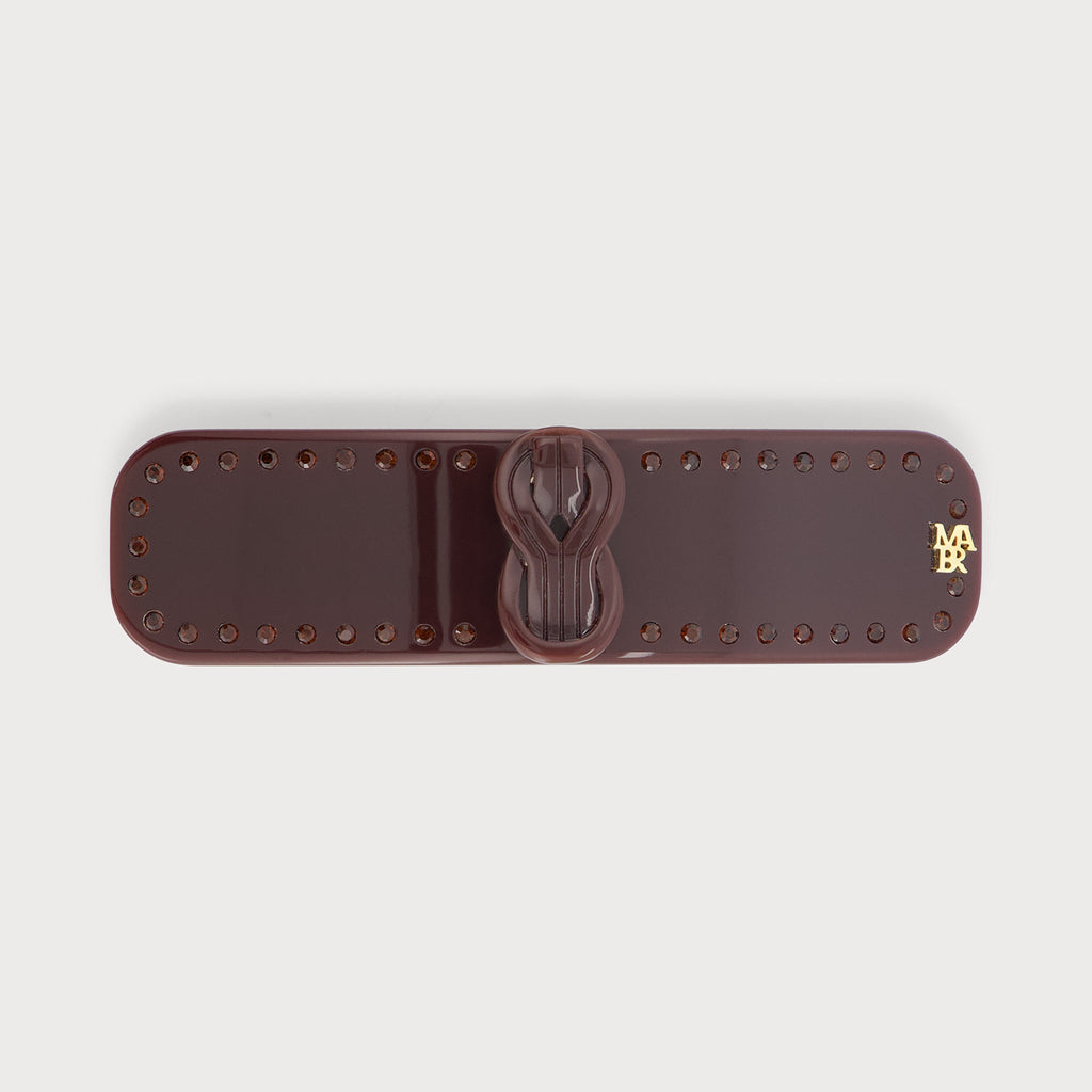 Barrette Fine à cheveux confectionnée en France auprès d'artisans luxe finitions Knot couleur Lie de Vin