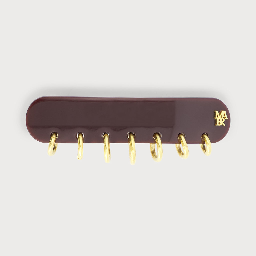 Barrette Fine à cheveux confectionnée en France auprès d'artisans luxe finitions Piercing couleur Lie de Vin