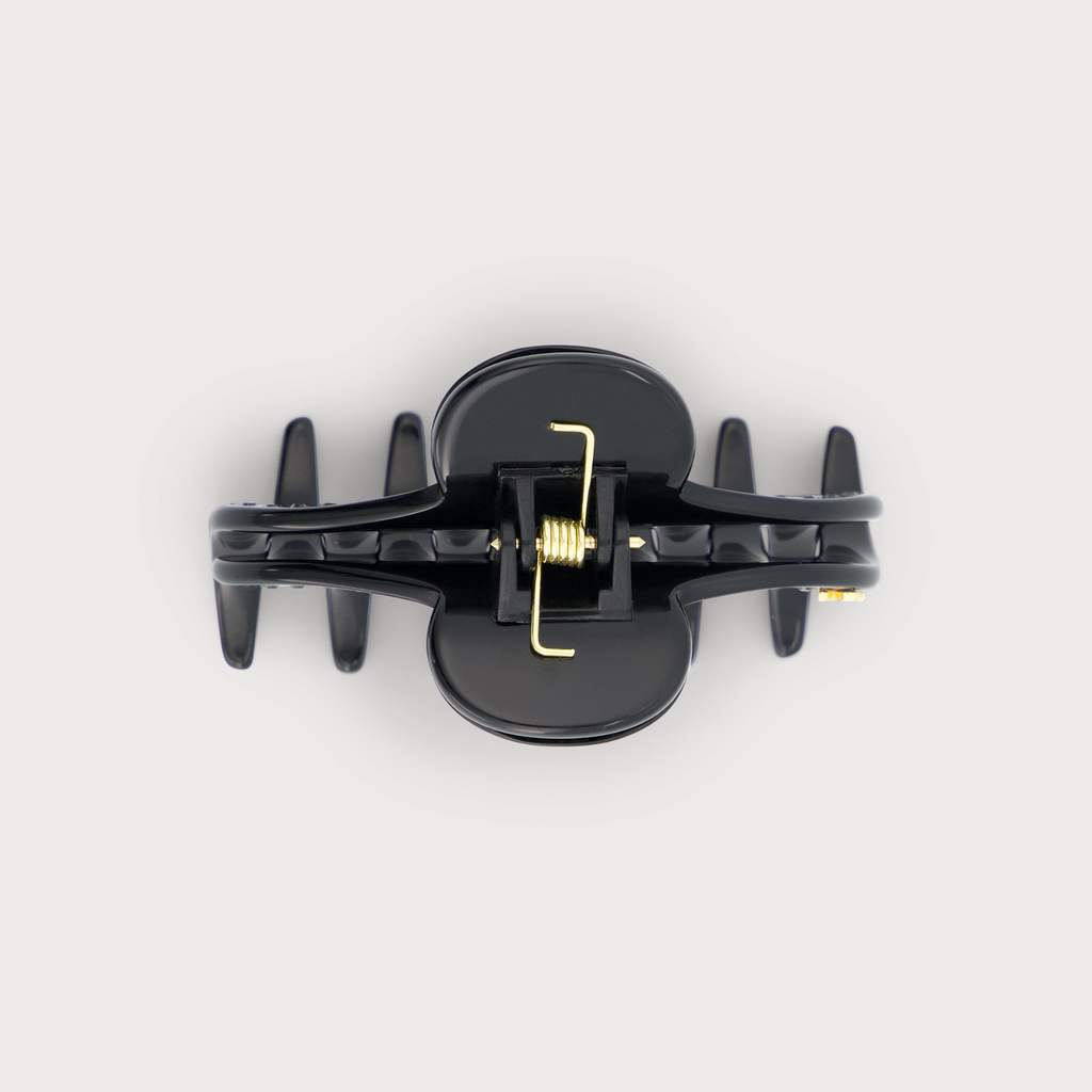 Pince S accessoire de cheveux confectionnée en France auprès d'artisans luxe finitions Knot vue de haut couleur Noire