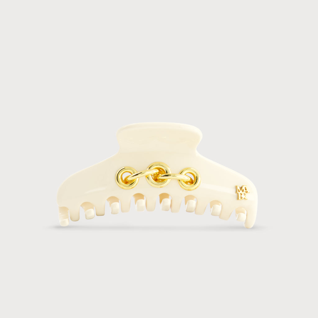 Pince S à cheveux confectionnée en France auprès d'artisans luxe couleur ivoire finitions Eyelets