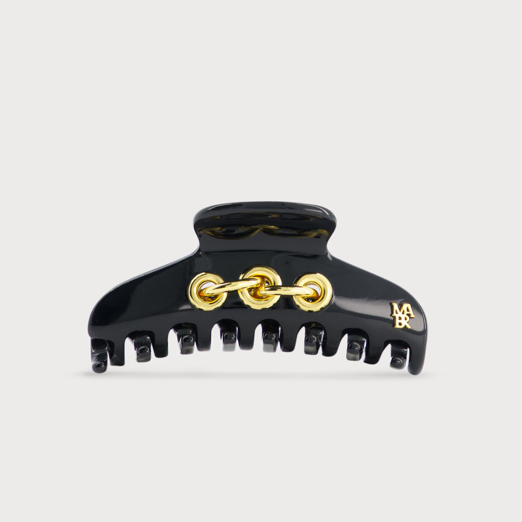 Pince S à cheveux confectionnée en France auprès d'artisans luxe couleur noir finitions Eyelets