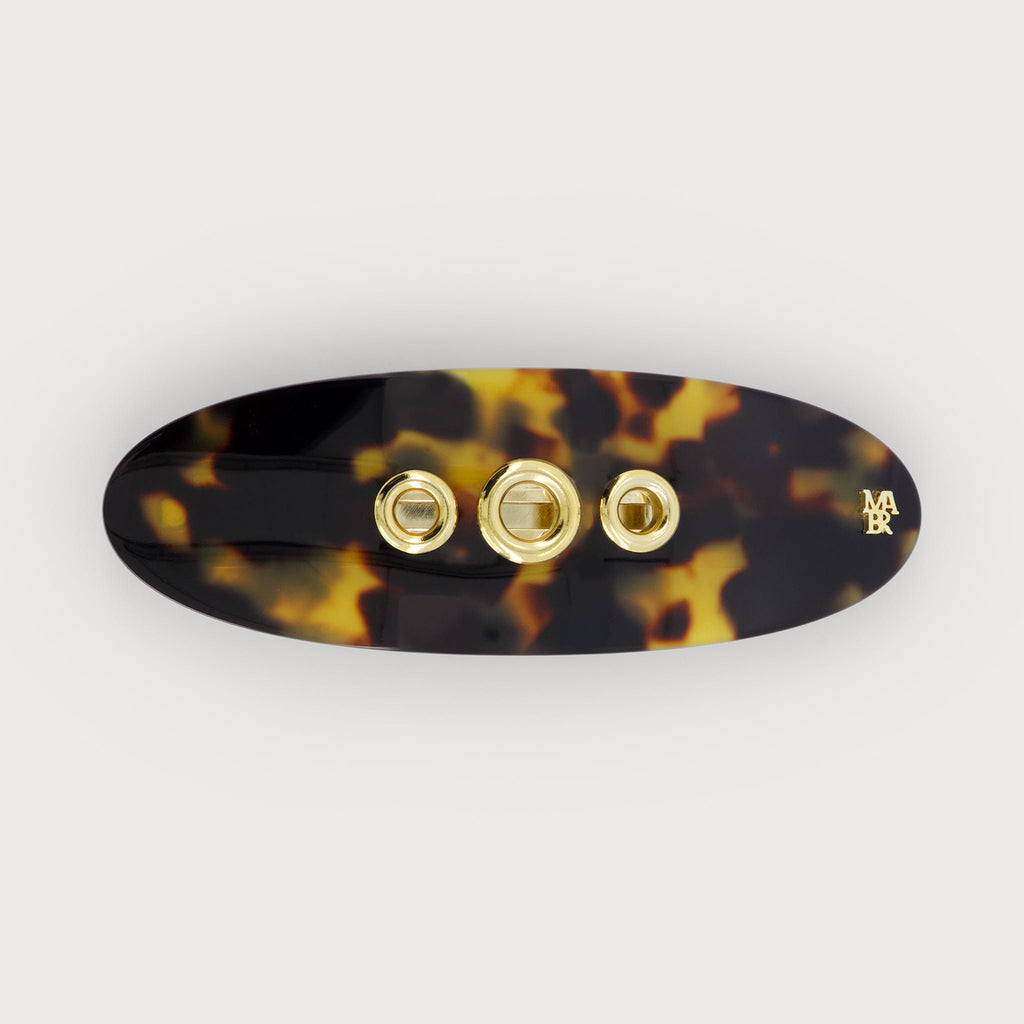 Barrette à cheveux confectionnée en France auprès d'artisans luxe finitions Eyelets Only couleur Ecaille de tortue