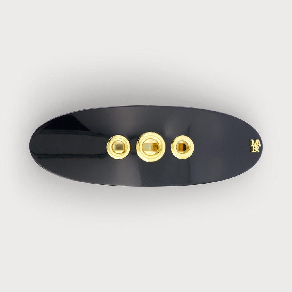 Barrette à cheveux confectionnée en France auprès d'artisans luxe finitions Eyelets Only couleur Noire