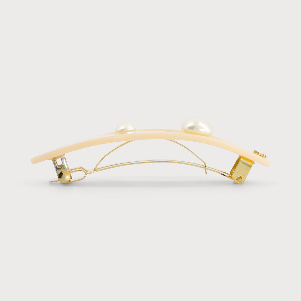 Barrette cheveux de luxe Mauliébris Paris avec perles vue de profil