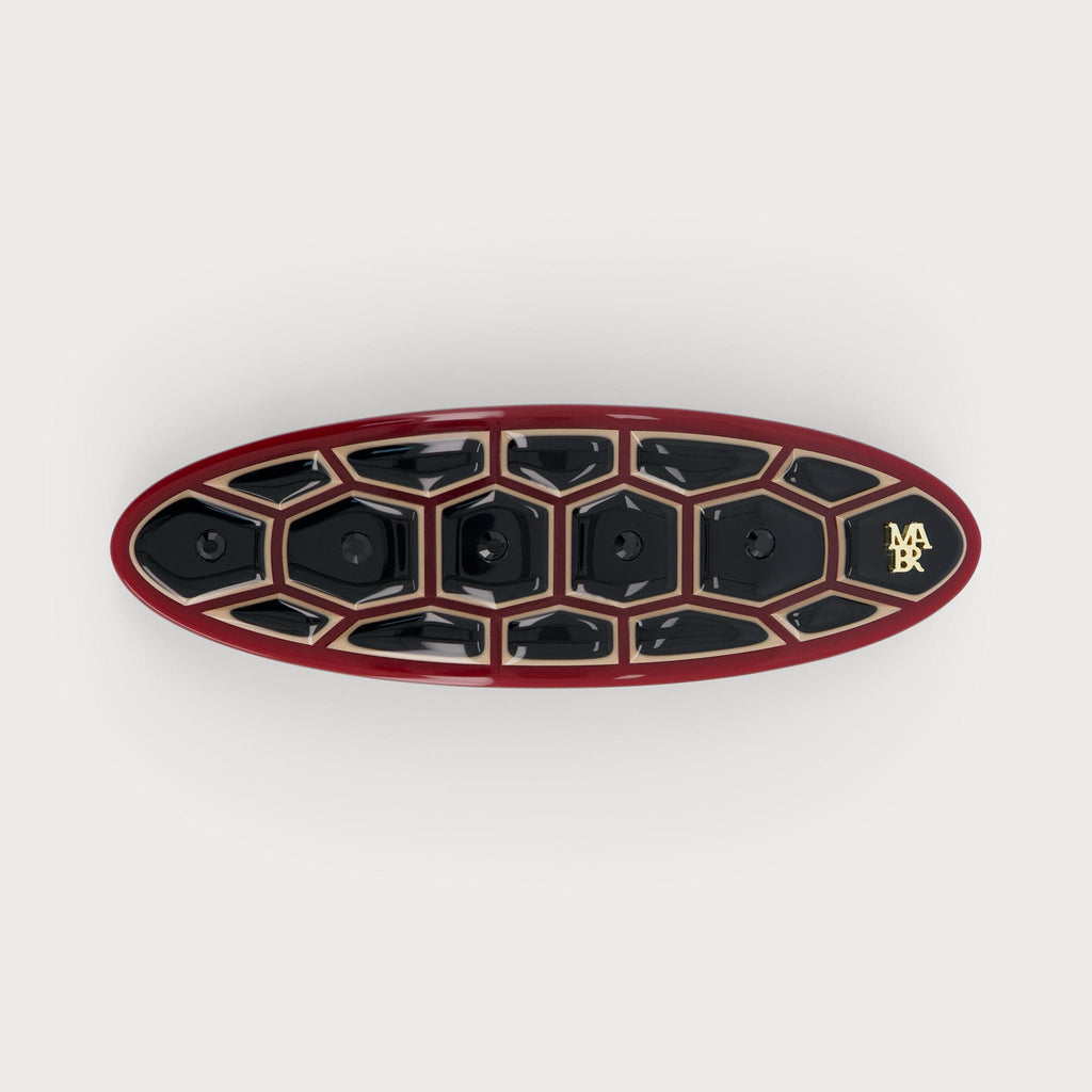 Barrette à cheveux finition Carapace de Couleur rouge confectionné en France auprès d'artisans luxe