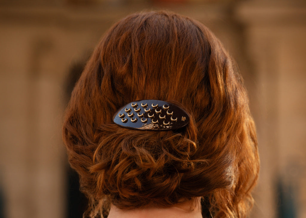 barrette cheveux accessoire luxe bordeaux