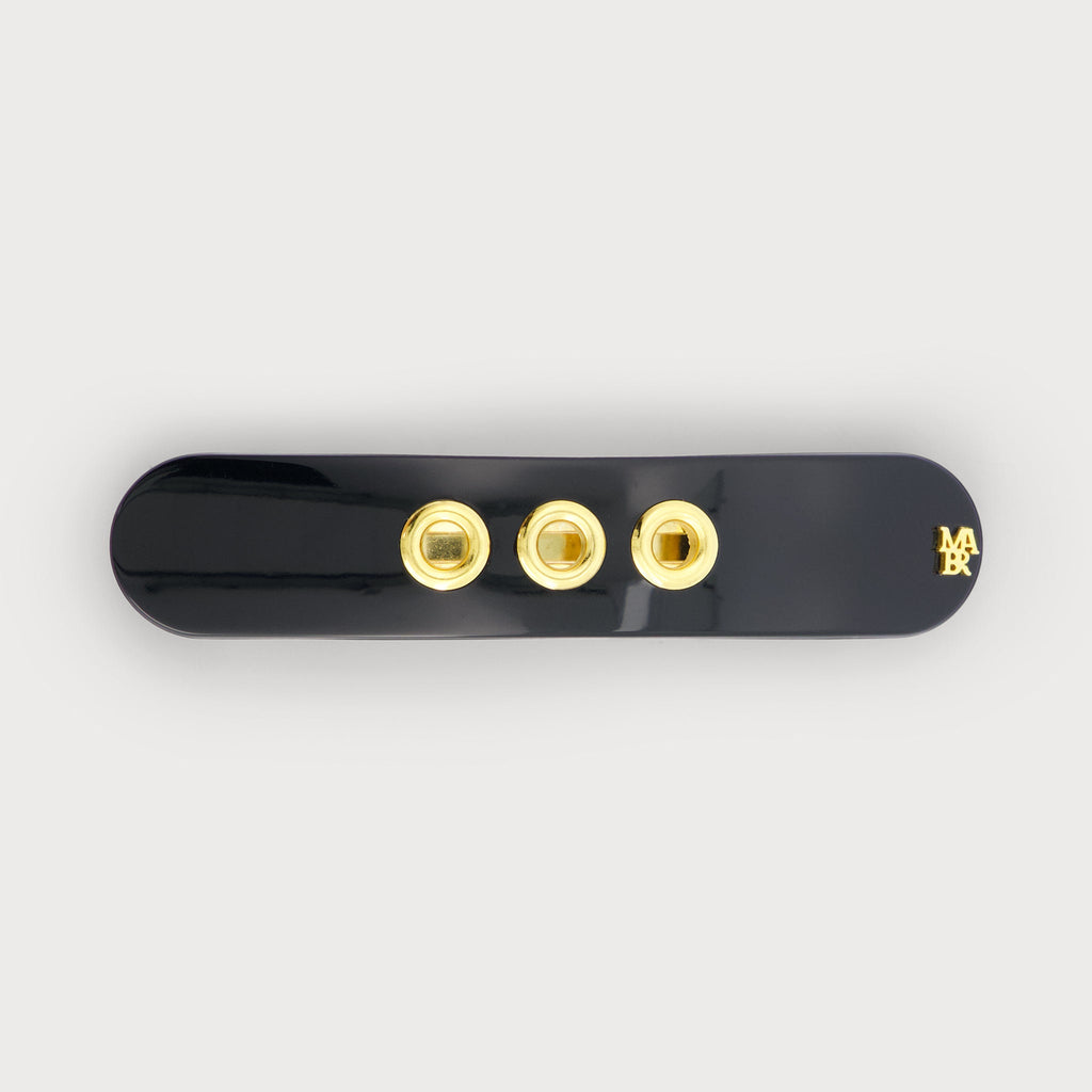Barrette Fine à cheveux confectionnée en France auprès d'artisans luxe finitions Eyelets Only couleur Noire
