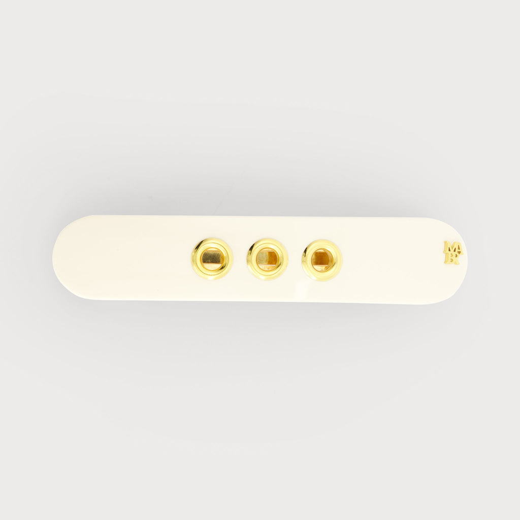 Barrette Fine à cheveux confectionnée en France auprès d'artisans luxe finitions Eyelets Only couleur Ivoire