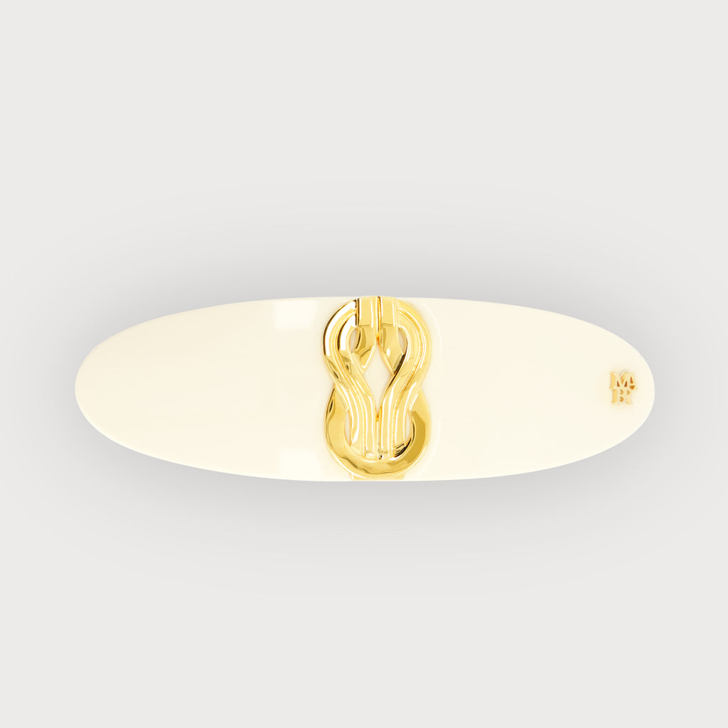 Barrette à cheveux en acetate et laiton doré knot or, accessoire cheveux de luxe pour coiffures élégantes made in france 