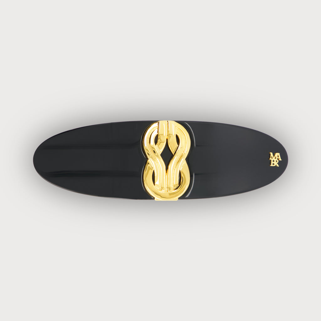 Barrette à cheveux en acetate et laiton doré knot or, accessoire cheveux de luxe pour coiffures élégantes made in france 