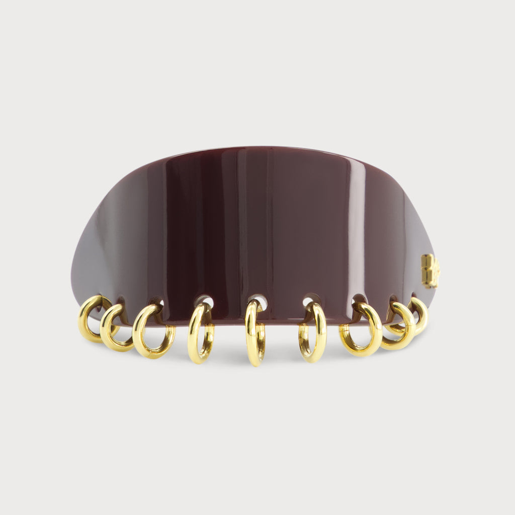 barrette cheveux piercing accessoire luxe bordeaux pony