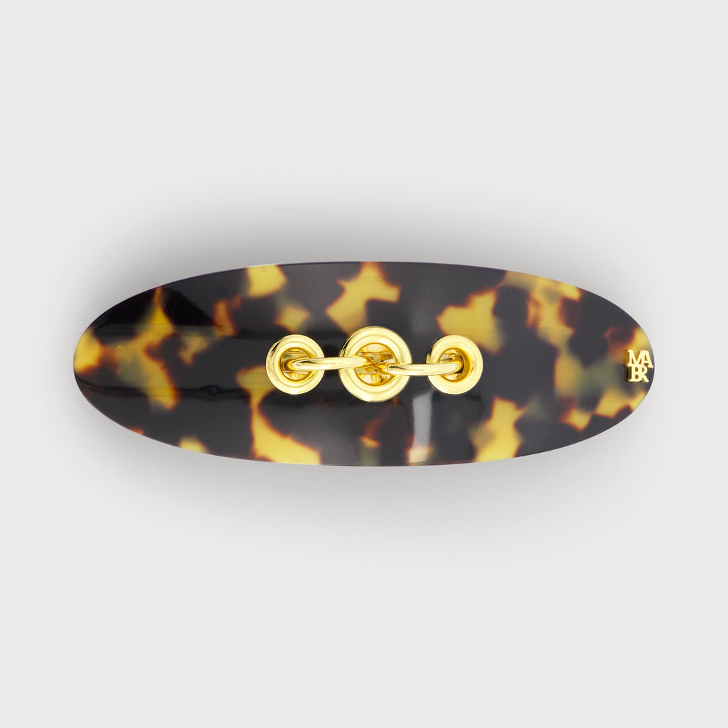 Barrette à cheveux confectionnée en France auprès d'artisans luxe couleur Ecaille et dorée