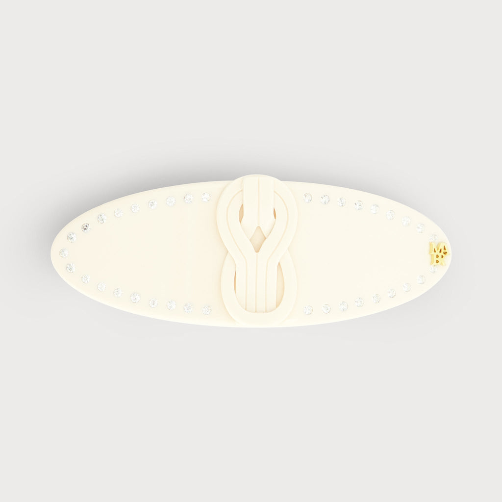 Barrette à cheveux confectionnée en France auprès d'artisans luxe finitions Knot couleur Ivoire