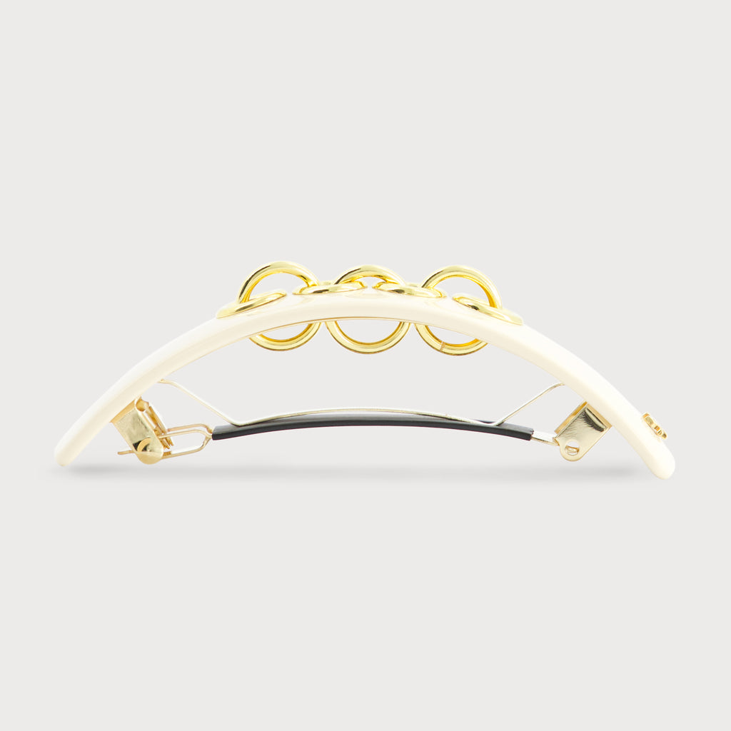 barrette large Eyelets accessoire cheveux luxe  ivoire profil