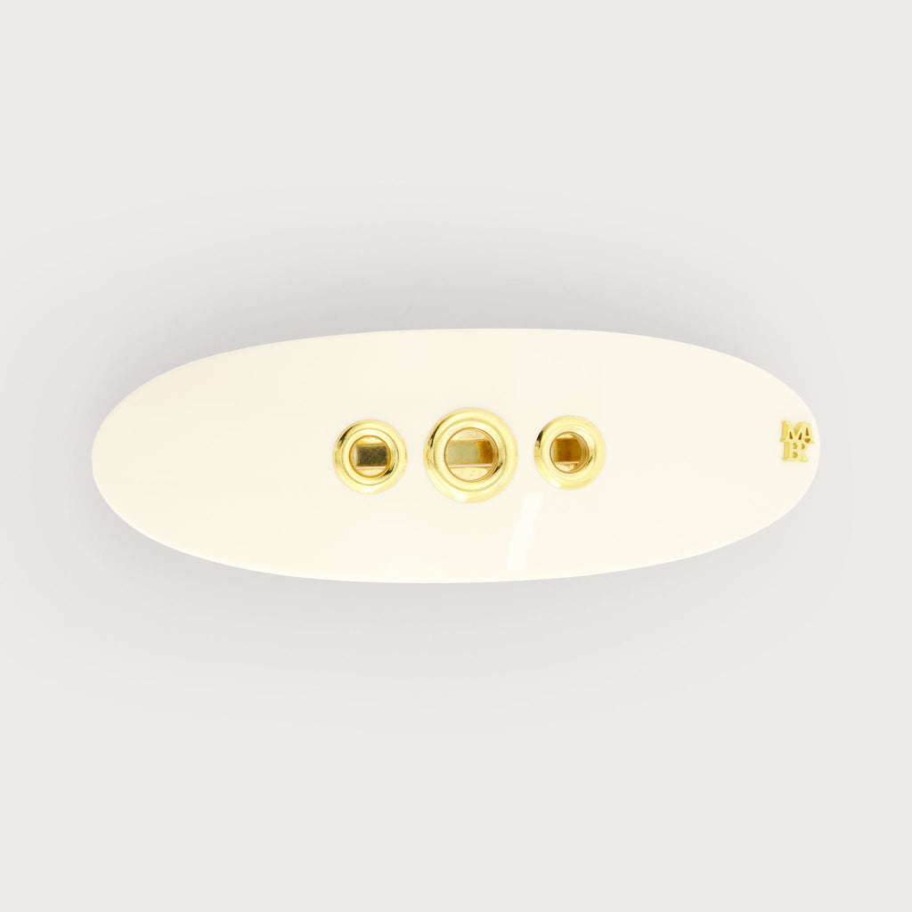 Barrette à cheveux confectionnée en France auprès d'artisans luxe finitions Eyelets Only couleur Ivoire