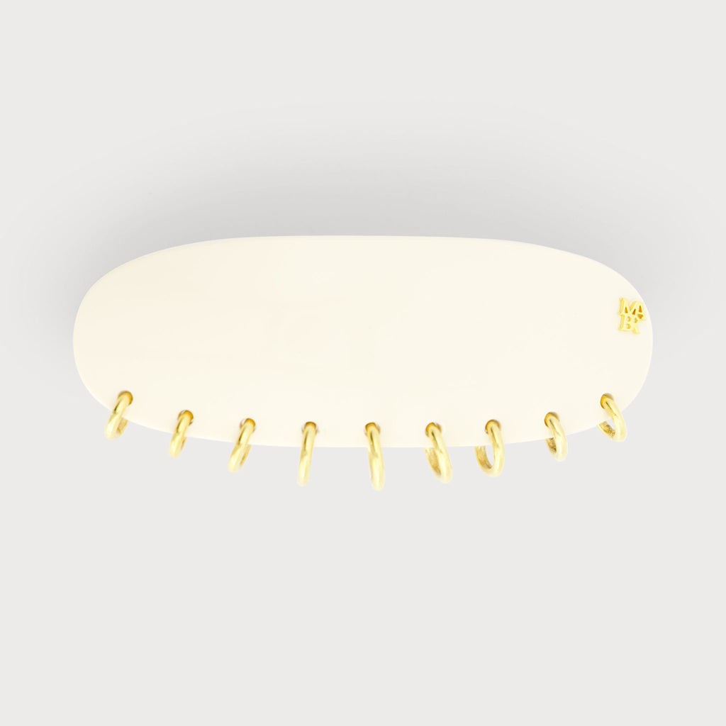 Barrette à cheveux confectionnée en France auprès d'artisans luxe finitions Piercing couleur Ivoire