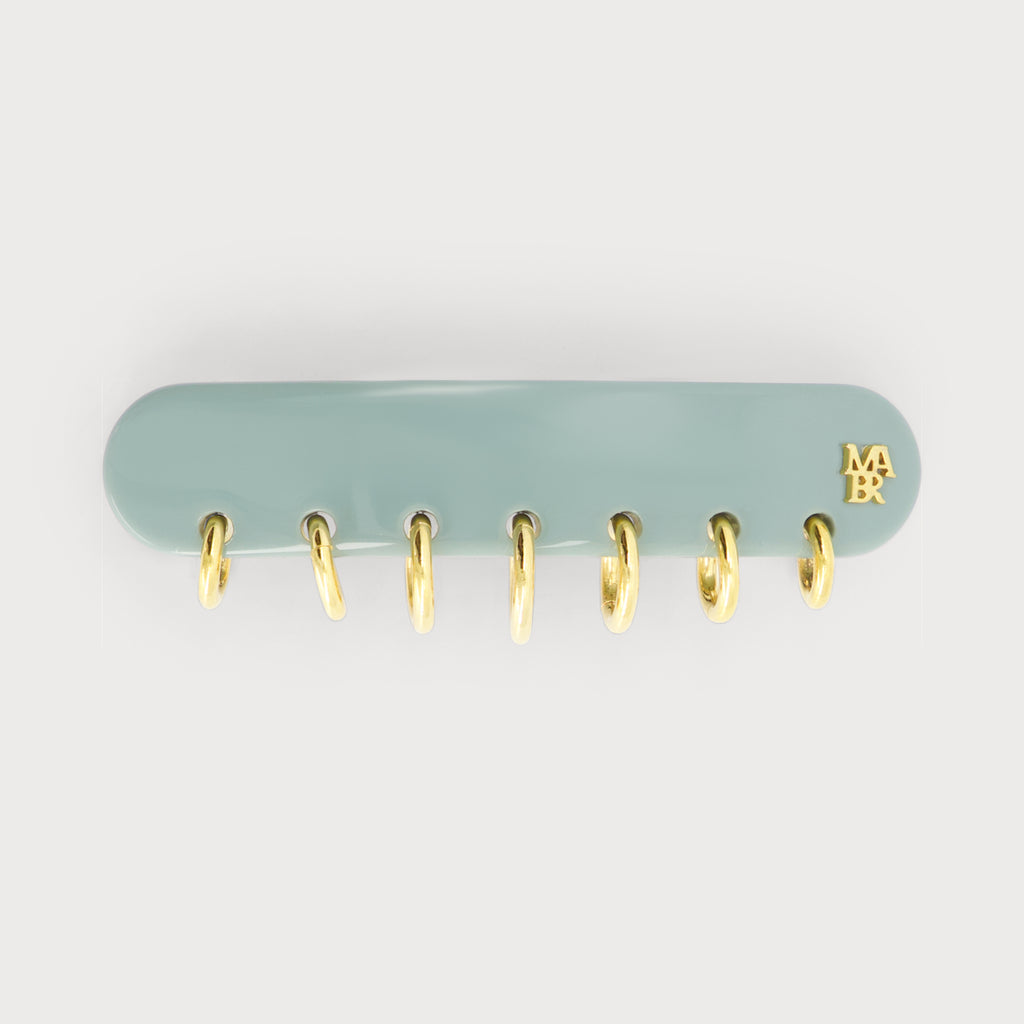Barrette Fine à cheveux confectionnée en France auprès d'artisans luxe finitions Piercing couleur vert