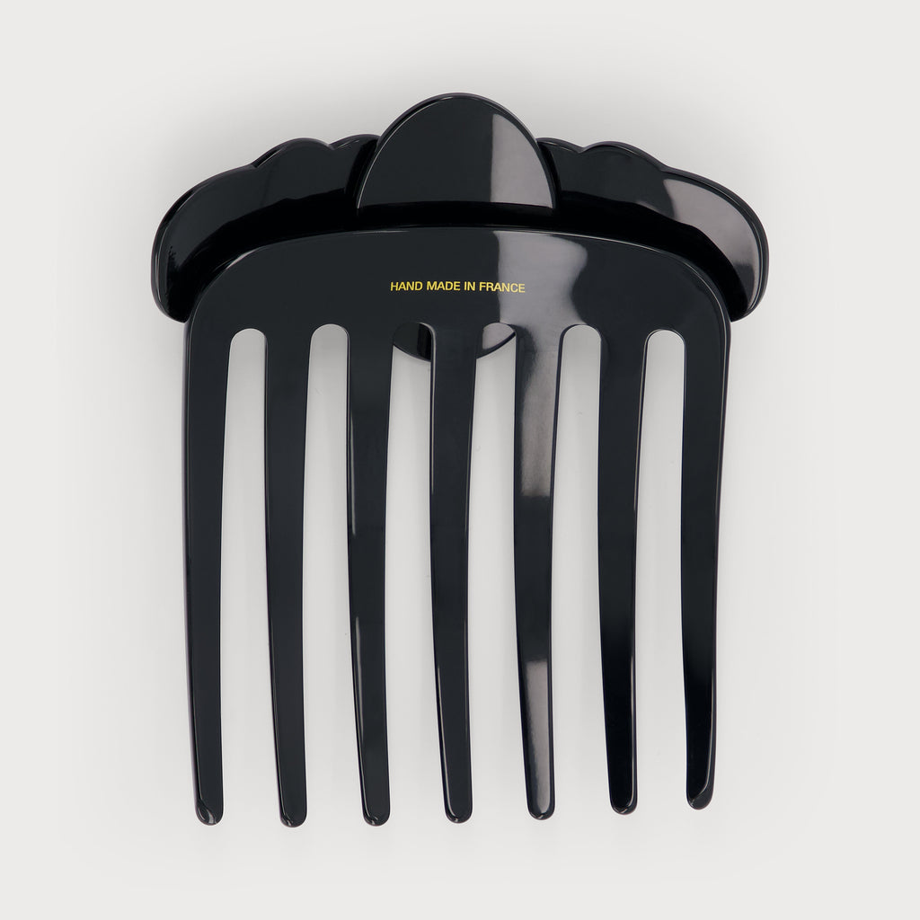 Peigne à cheveux motif lace confectionné par des artisans français luxe couleur noir vue de dos