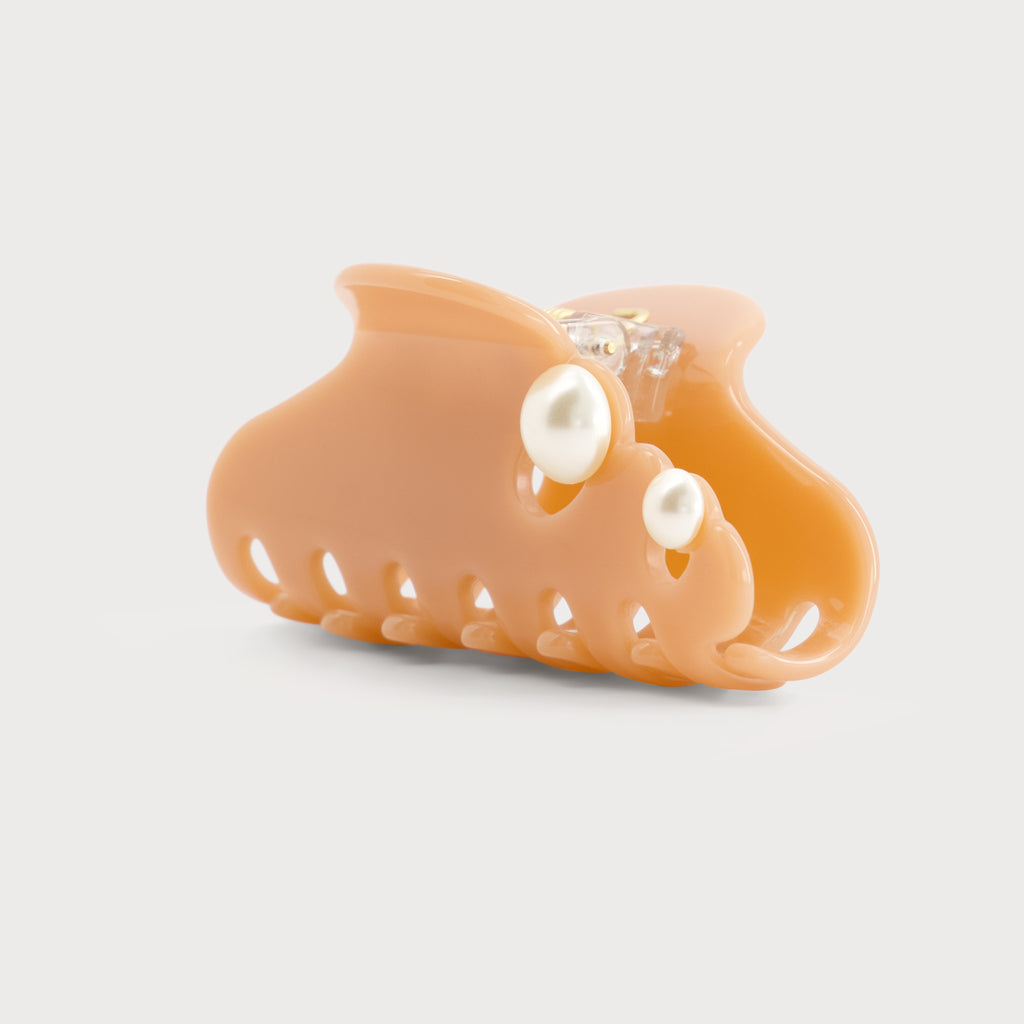 Pince cheveux de luxe Mauliébris Paris avec perles vue de profil pour coiffure chic